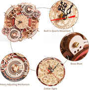 Essentialshouses Home & Décor LC601 Robotime ROKR Time Art Zodiac Wall Clock 3D Wooden Puzzle Games Model Building Kits Toys For Children Kids