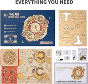 Essentialshouses Home & Décor LC601 Robotime ROKR Time Art Zodiac Wall Clock 3D Wooden Puzzle Games Model Building Kits Toys For Children Kids