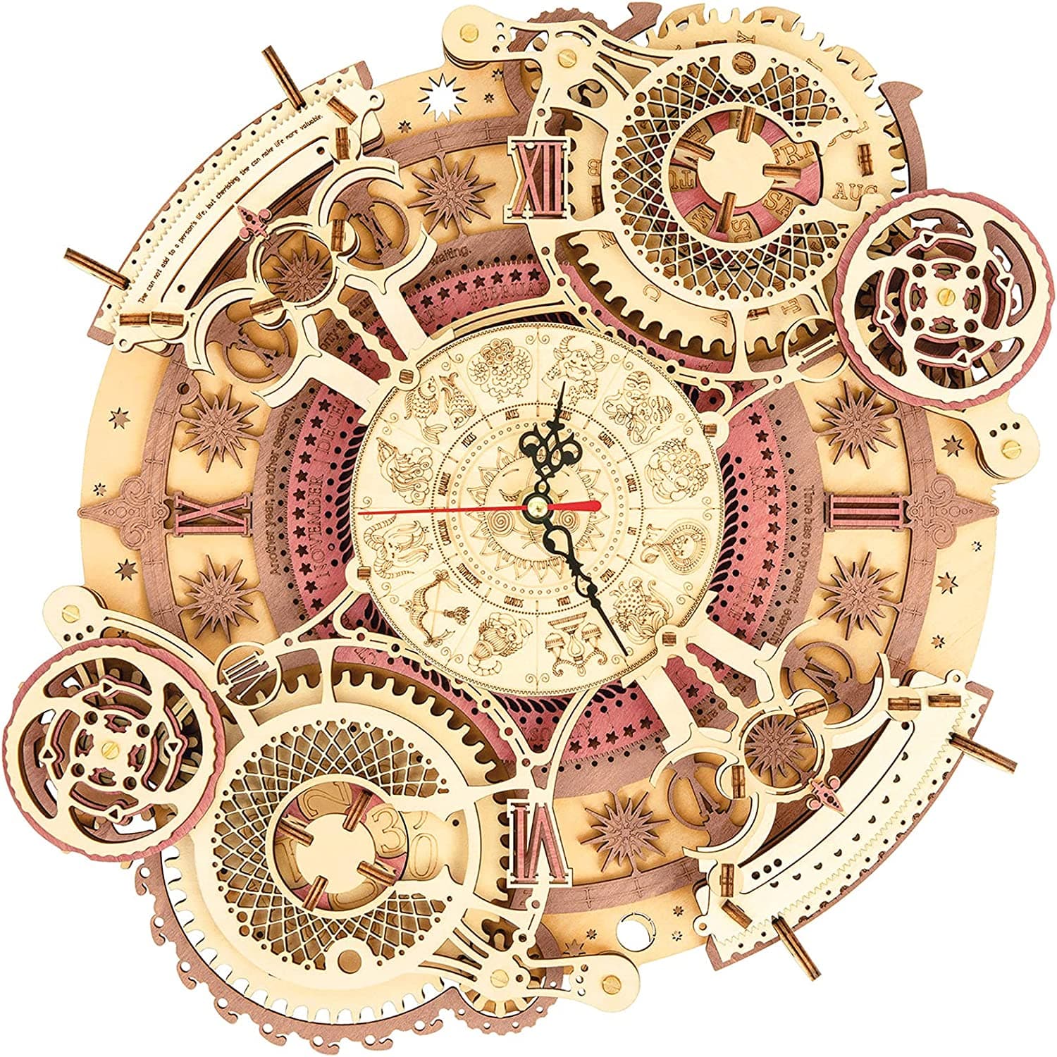 Essentialshouses Home & Décor LC601 Robotime ROKR Time Art Zodiac Wall Clock 3D Wooden Puzzle Games Model Building Kits Toys For Children Kids