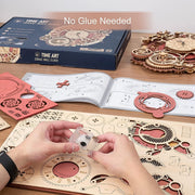 Essentialshouses Home & Décor LC601 Robotime ROKR Time Art Zodiac Wall Clock 3D Wooden Puzzle Games Model Building Kits Toys For Children Kids