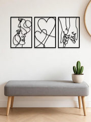 Essentialshouses Home & Décor Look at the picture 3 Piece Romantic Metal Wall Art Set Minimalist Couple Silhouette For Living Room