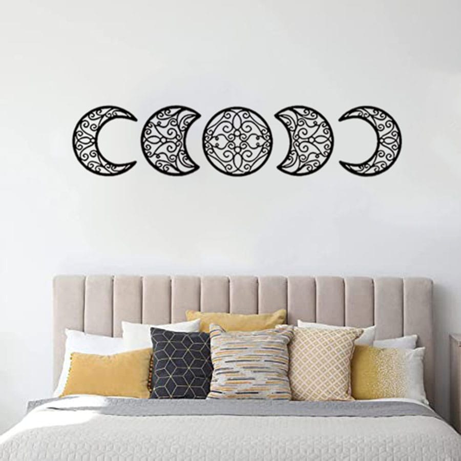 Essentialshouses Home & Décor Wrought iron decoration Crescent Moon Wall Art Set Of 5, Islamic Home Decor