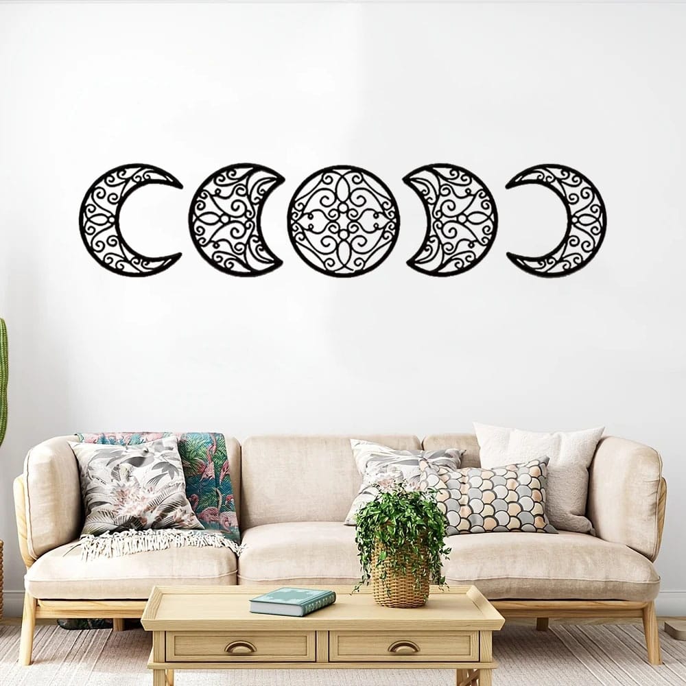 Essentialshouses Home & Décor Wrought iron decoration Crescent Moon Wall Art Set Of 5, Islamic Home Decor