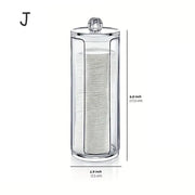 Essentialshouses J Acrylic Storage Box with Lid Qtip Holder Dispenser Clear Plastic Jar Makeup Organizer Bathroom Canister Storage Organization