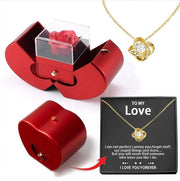 Essentialshouses Jewelry LOVER necklace gold card box Red Apple Eternal Rose Jewelry Box with Necklace