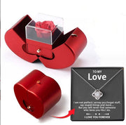 Essentialshouses Jewelry LOVER necklace silver card box Red Apple Eternal Rose Jewelry Box with Necklace