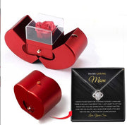 Essentialshouses Jewelry Necklace Silver Card Apple Box Red Apple Eternal Rose Jewelry Box with Necklace