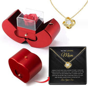 Essentialshouses Jewelry Necklace WISDOM TRYMA Box Red Apple Eternal Rose Jewelry Box with Necklace