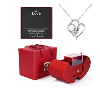 Essentialshouses Jewelry Necklaceflowerboxwithoutcard Red Apple Eternal Rose Jewelry Box with Necklace
