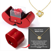 Essentialshouses Jewelry Red Apple Eternal Rose Jewelry Box with Necklace