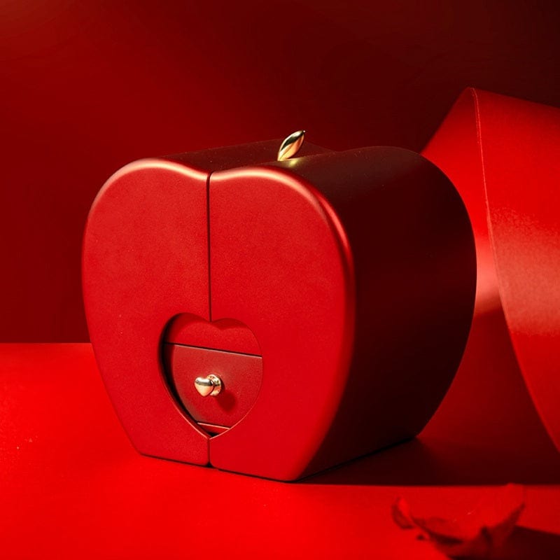 Essentialshouses Jewelry Red Apple Eternal Rose Jewelry Box with Necklace