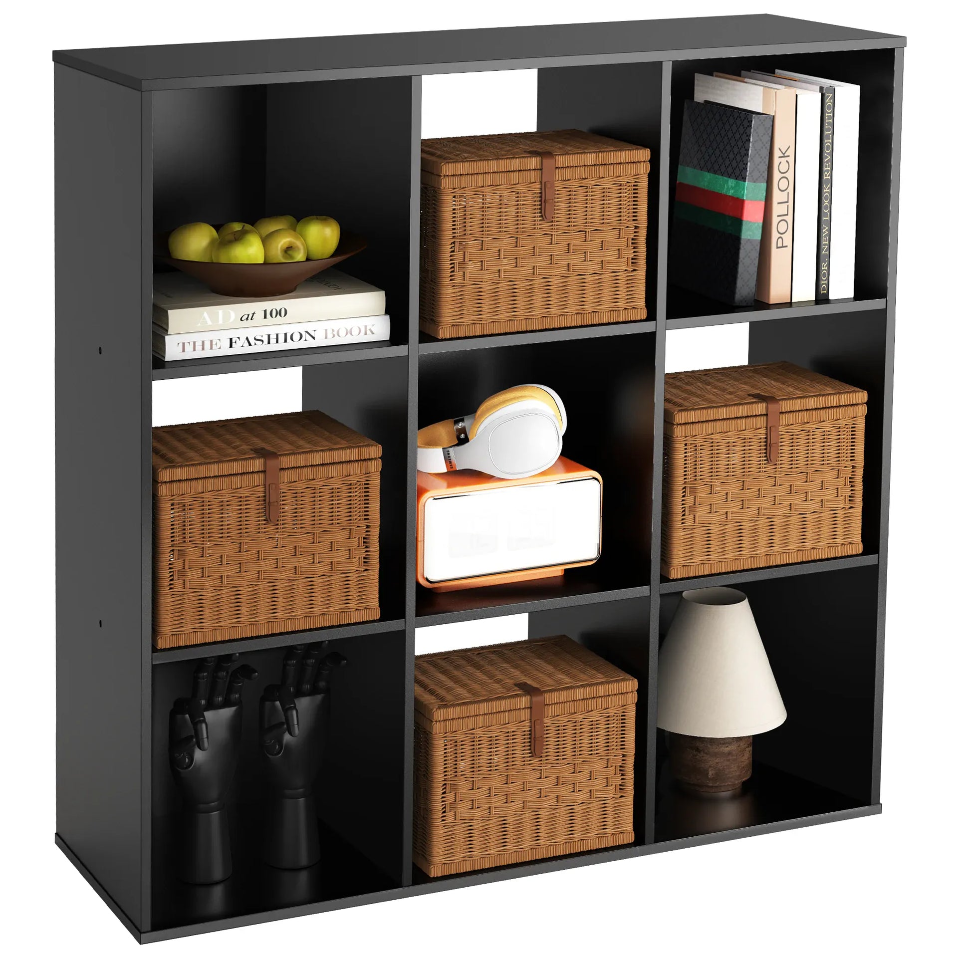 Essentialshouses JHK 9 Cube Storage Organizer Wooden Shelf Bookcase Open Bookshelf for Living Room and Home Office Display Storage Bookcase