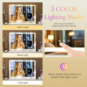 Essentialshouses JHK LED Vanity Mirror with Lights Aluminum Frame Bathroom Mirror Dimmable 3 Color Modes Makeup Mirror Memory Function Bedroom