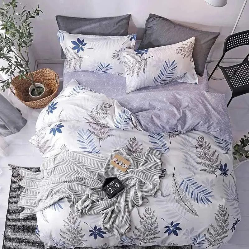 Essentialshouses King Simple Leaf Pattern Print Bedding Set