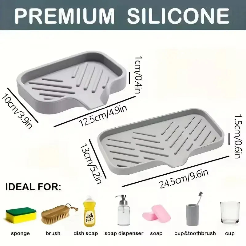 Essentialshouses Kitchen Faucet Splash Pad Silicone Sink Faucet Splash Guard Mat Sponge Drain Rack Countertop Soap Tray For Bath Kitchen Gadgets