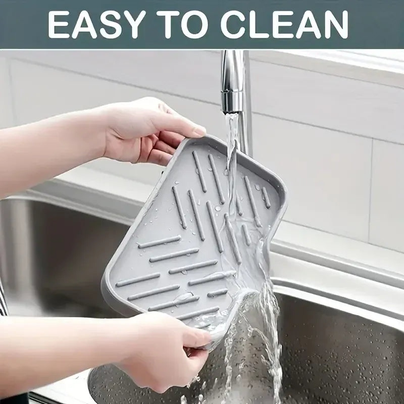 Essentialshouses Kitchen Faucet Splash Pad Silicone Sink Faucet Splash Guard Mat Sponge Drain Rack Countertop Soap Tray For Bath Kitchen Gadgets