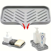 Essentialshouses Kitchen Faucet Splash Pad Silicone Sink Faucet Splash Guard Mat Sponge Drain Rack Countertop Soap Tray For Bath Kitchen Gadgets