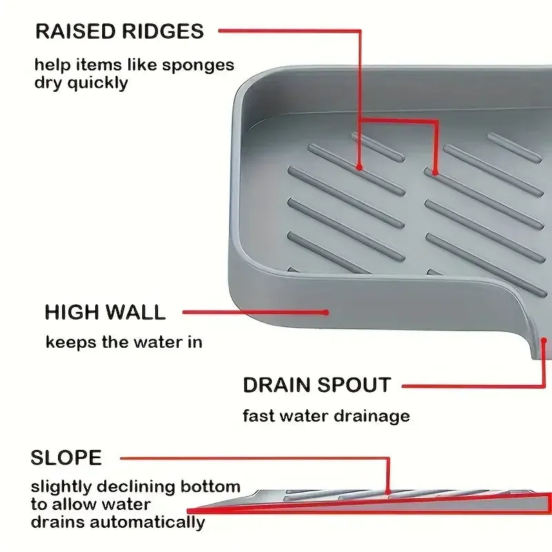 Essentialshouses Kitchen Faucet Splash Pad Silicone Sink Faucet Splash Guard Mat Sponge Drain Rack Countertop Soap Tray For Bath Kitchen Gadgets