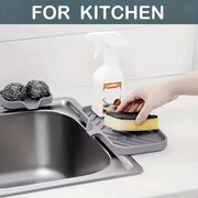 Essentialshouses Kitchen Faucet Splash Pad Silicone Sink Faucet Splash Guard Mat Sponge Drain Rack Countertop Soap Tray For Bath Kitchen Gadgets