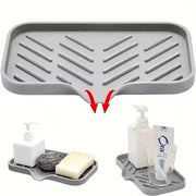 Essentialshouses Kitchen Faucet Splash Pad Silicone Sink Faucet Splash Guard Mat Sponge Drain Rack Countertop Soap Tray For Bath Kitchen Gadgets