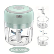 Essentialshouses kitchen Gadgets Green Set / China Mainland Multifunctional Electric Garlic Chopper 100/250mL Portable Vegetable Grinder Onion Mixer Mashing Machine for Kitchen