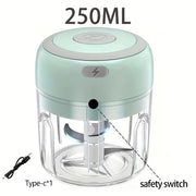 Essentialshouses kitchen Gadgets Green250ml / China Mainland Multifunctional Electric Garlic Chopper 100/250mL Portable Vegetable Grinder Onion Mixer Mashing Machine for Kitchen