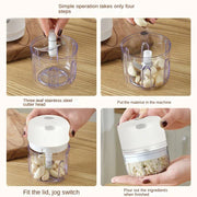 Essentialshouses kitchen Gadgets Multifunctional Electric Garlic Chopper 100/250mL Portable Vegetable Grinder Onion Mixer Mashing Machine for Kitchen