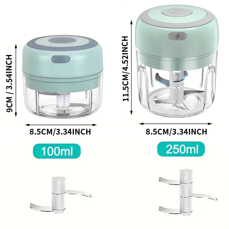 Essentialshouses kitchen Gadgets Multifunctional Electric Garlic Chopper 100/250mL Portable Vegetable Grinder Onion Mixer Mashing Machine for Kitchen