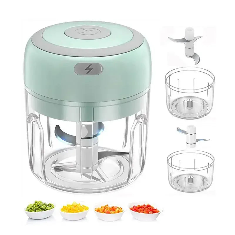 Essentialshouses kitchen Gadgets Multifunctional Electric Garlic Chopper 100/250mL Portable Vegetable Grinder Onion Mixer Mashing Machine for Kitchen