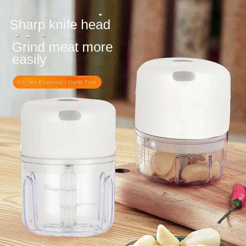 Essentialshouses kitchen Gadgets Multifunctional Electric Garlic Chopper 100/250mL Portable Vegetable Grinder Onion Mixer Mashing Machine for Kitchen