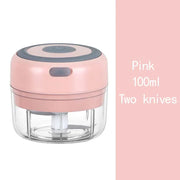 Essentialshouses kitchen Gadgets Pink100ml / China Mainland Multifunctional Electric Garlic Chopper 100/250mL Portable Vegetable Grinder Onion Mixer Mashing Machine for Kitchen