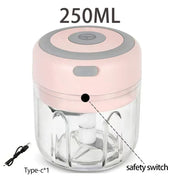 Essentialshouses kitchen Gadgets Pink250ml / China Mainland Multifunctional Electric Garlic Chopper 100/250mL Portable Vegetable Grinder Onion Mixer Mashing Machine for Kitchen
