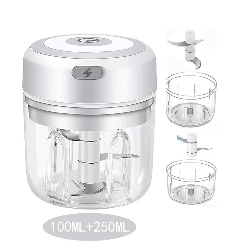 Essentialshouses kitchen Gadgets White Set / China Mainland Multifunctional Electric Garlic Chopper 100/250mL Portable Vegetable Grinder Onion Mixer Mashing Machine for Kitchen