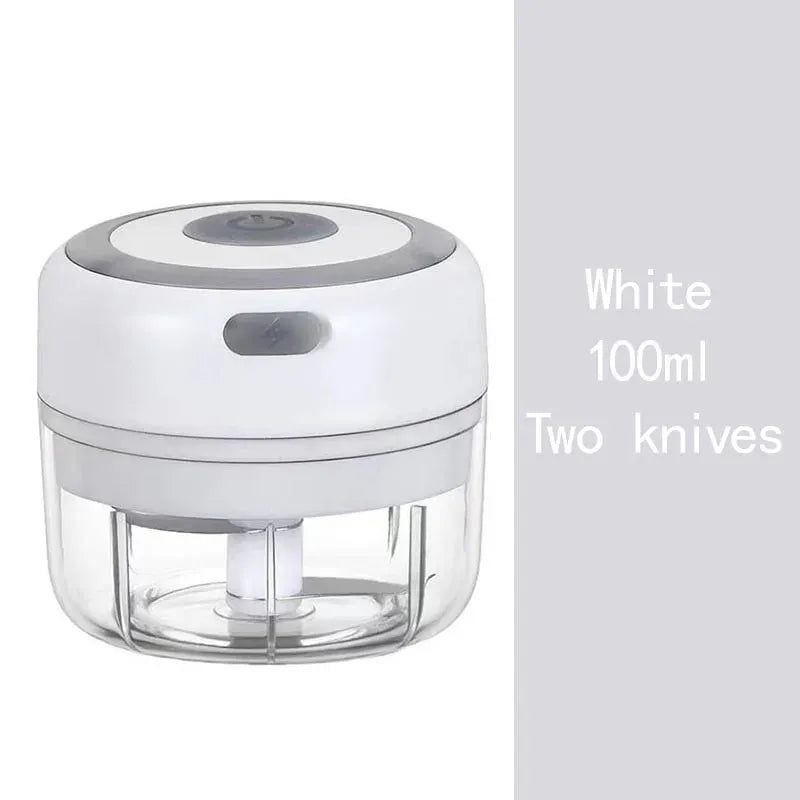 Essentialshouses kitchen Gadgets White100ml / China Mainland Multifunctional Electric Garlic Chopper 100/250mL Portable Vegetable Grinder Onion Mixer Mashing Machine for Kitchen