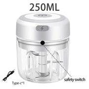 Essentialshouses kitchen Gadgets White250ml / China Mainland Multifunctional Electric Garlic Chopper 100/250mL Portable Vegetable Grinder Onion Mixer Mashing Machine for Kitchen