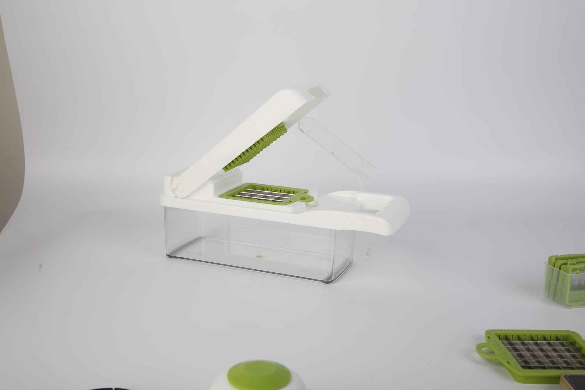 Essentialshouses Kitchen Tools & Gadgets Green White 1Set 12 In 1 Vegetable Chopper With Container Kitchen Food Slicer Dicer Grater Peeler Egg Separator Hand Protector For Onion Salad Potato