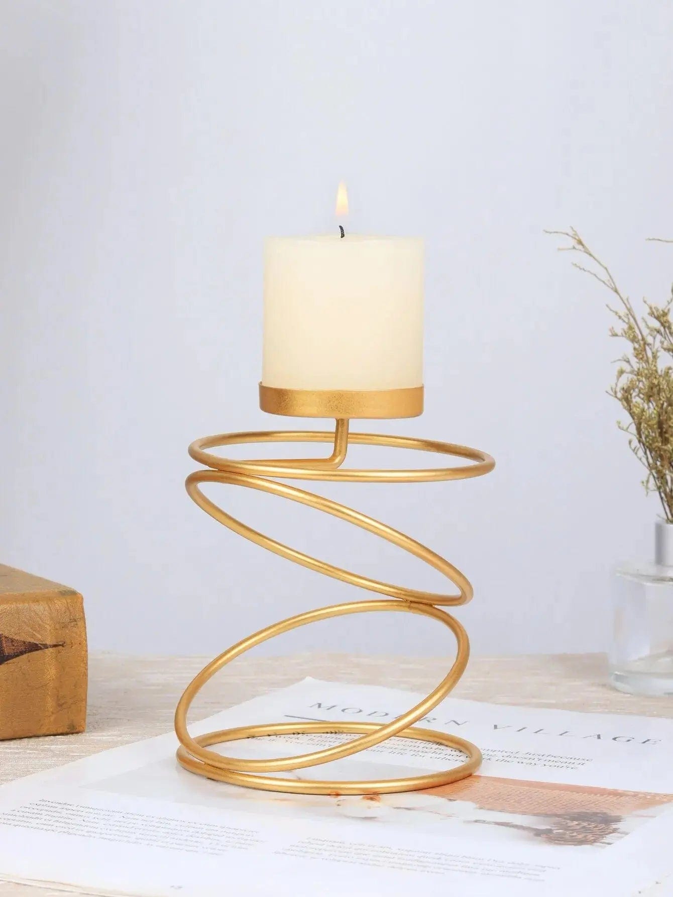 Essentialshouses L / 1pc / Golden 🕯️Luxury Gold Metal Candle Holder – Modern Decor