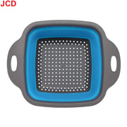 Essentialshouses Large Blue 1 JCD 1pcs Fruit Vegetable Washing Basket Foldable Strainer Silicone Colander Dish Collapsible Drainer Filter Kitchen Storage Tool