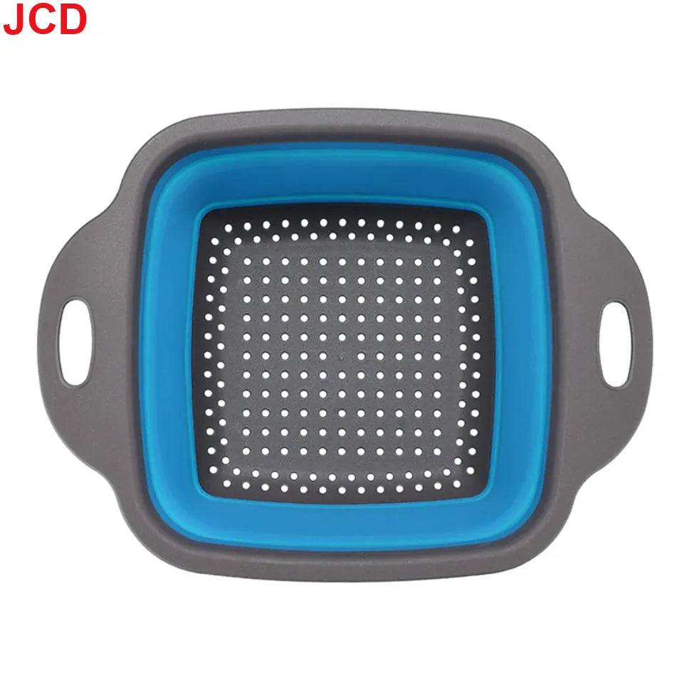 Essentialshouses Large Blue 1 JCD 1pcs Fruit Vegetable Washing Basket Foldable Strainer Silicone Colander Dish Collapsible Drainer Filter Kitchen Storage Tool