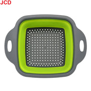 Essentialshouses Large green 1 JCD 1pcs Fruit Vegetable Washing Basket Foldable Strainer Silicone Colander Dish Collapsible Drainer Filter Kitchen Storage Tool