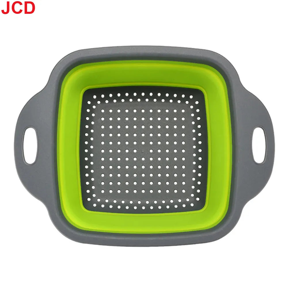 Essentialshouses Large green 1 JCD 1pcs Fruit Vegetable Washing Basket Foldable Strainer Silicone Colander Dish Collapsible Drainer Filter Kitchen Storage Tool