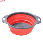 Essentialshouses Large Red 1 JCD 1pcs Fruit Vegetable Washing Basket Foldable Strainer Silicone Colander Dish Collapsible Drainer Filter Kitchen Storage Tool