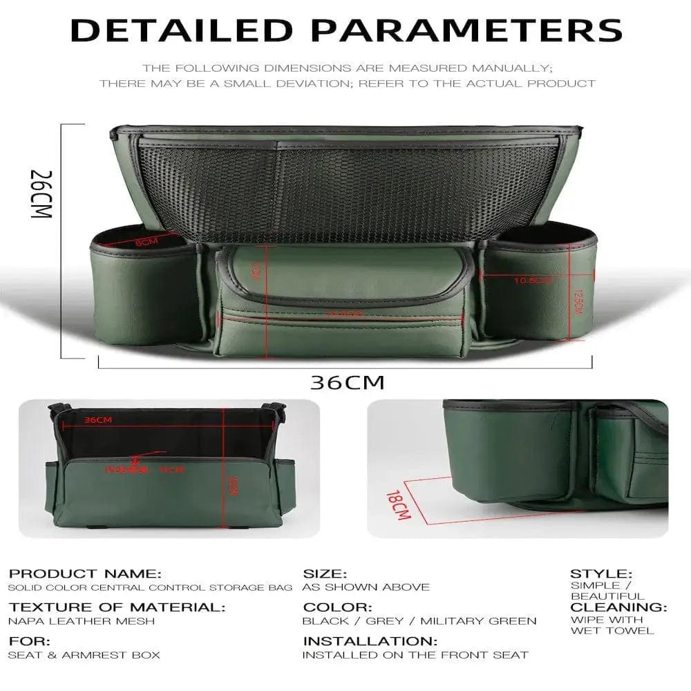 Essentialshouses Leather Car Seat Middle Hanger Storage Bag