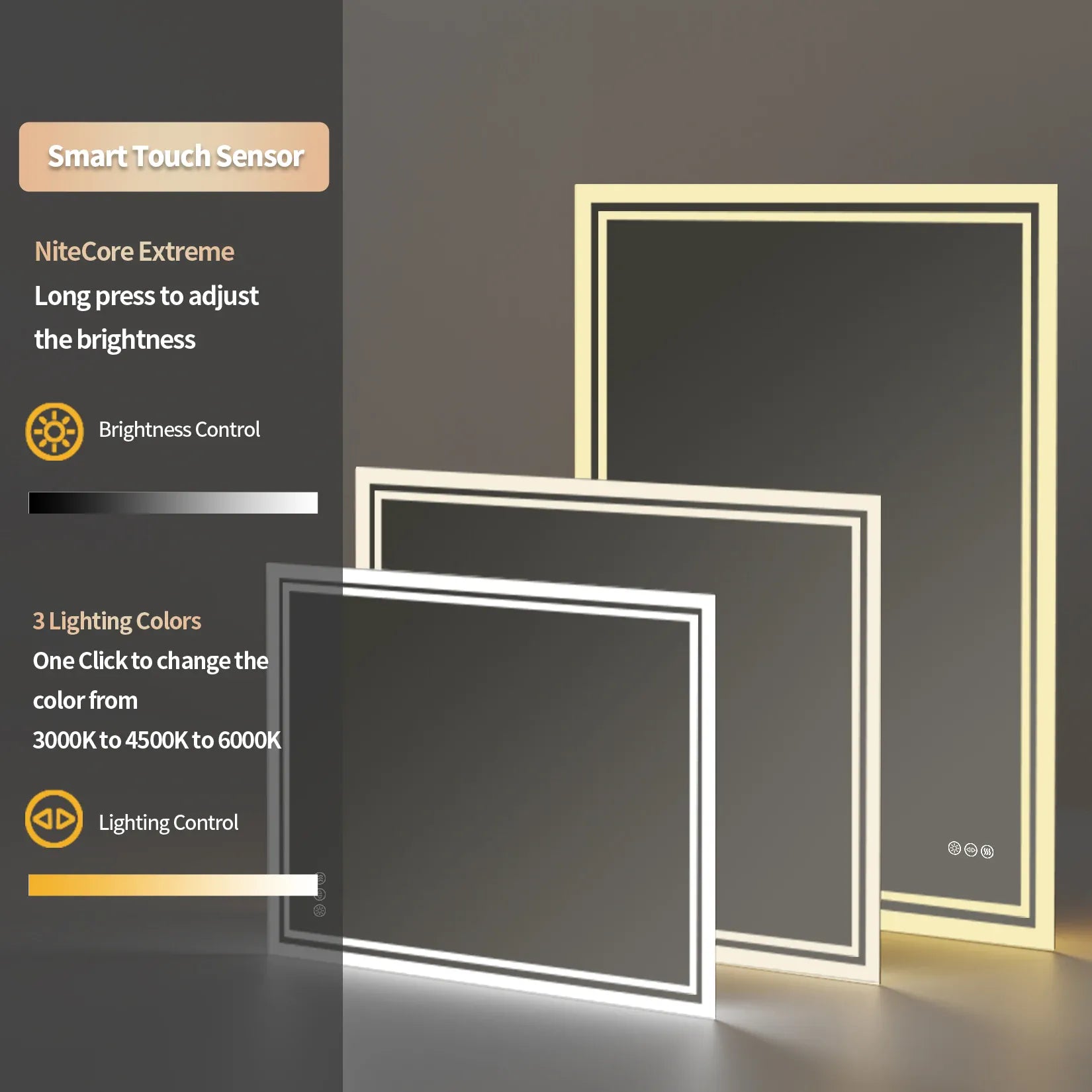 Essentialshouses LED Backlit Mirror Bathroom Vanity with Lights,Anti-Fog,Dimmable,CRI90+,Touch Button,Water Proof,Horizontal/Vertical