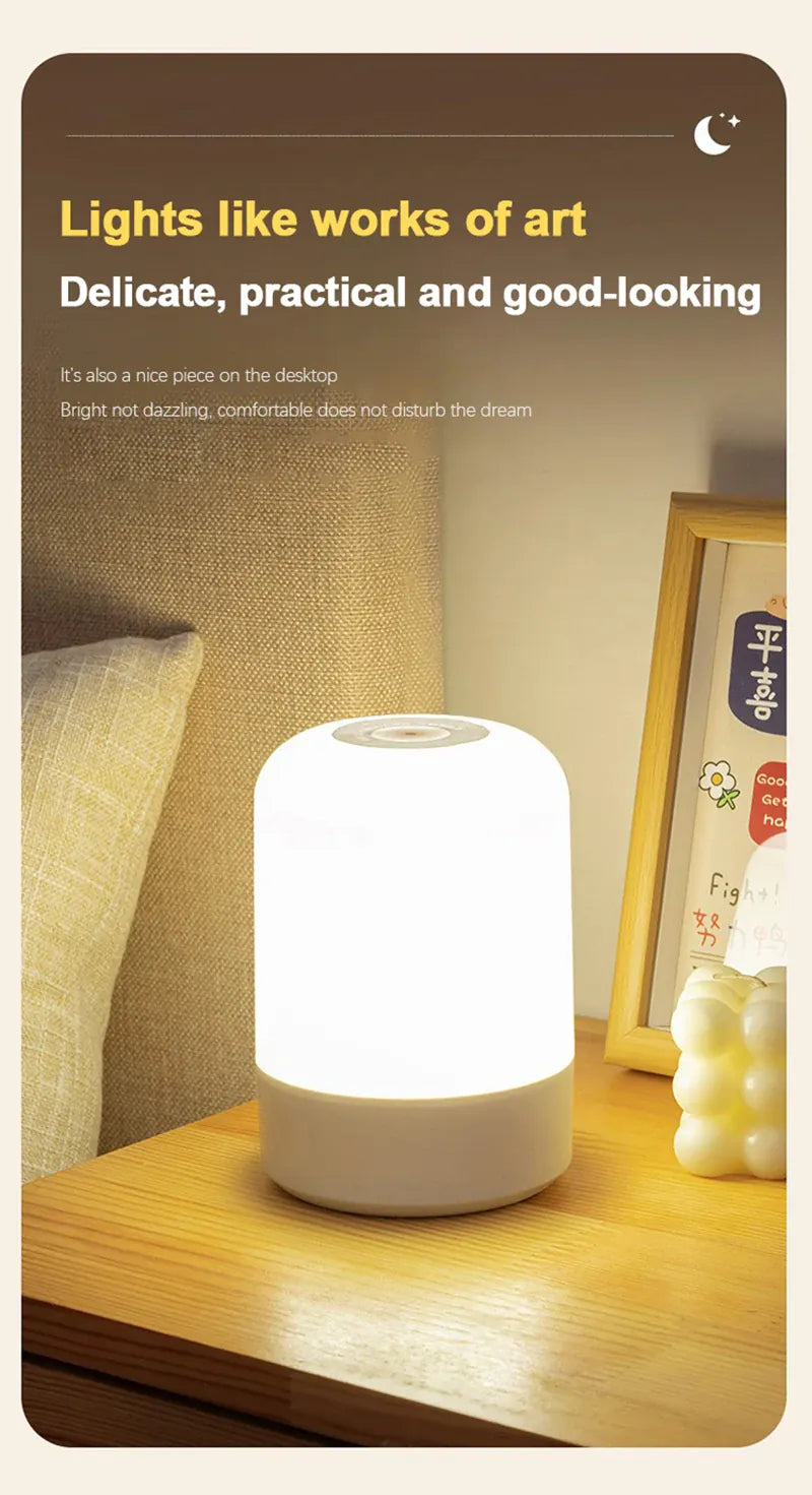 Essentialshouses Led Night Lights Bedside Dimmable Charging Desktop Night Lamps Bedroom Bedside Lighting Decoration Touch Led Reading Table Lamp