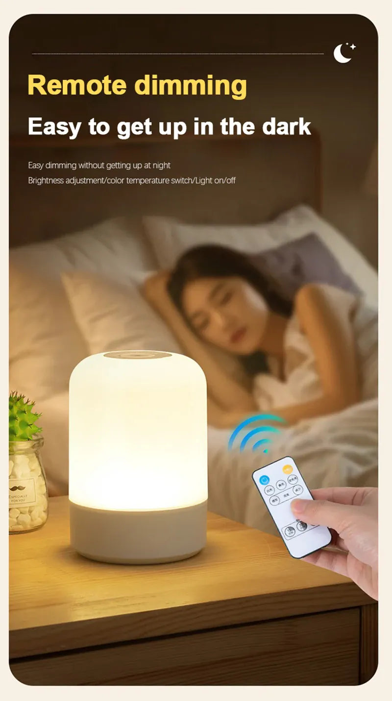 Essentialshouses Led Night Lights Bedside Dimmable Charging Desktop Night Lamps Bedroom Bedside Lighting Decoration Touch Led Reading Table Lamp