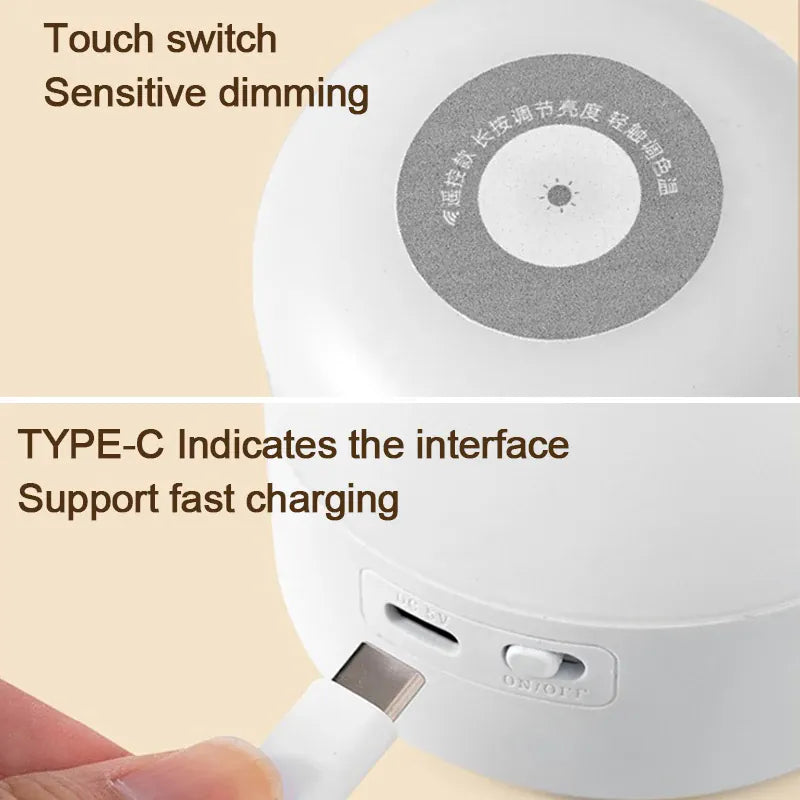 Essentialshouses Led Night Lights Bedside Dimmable Charging Desktop Night Lamps Bedroom Bedside Lighting Decoration Touch Led Reading Table Lamp