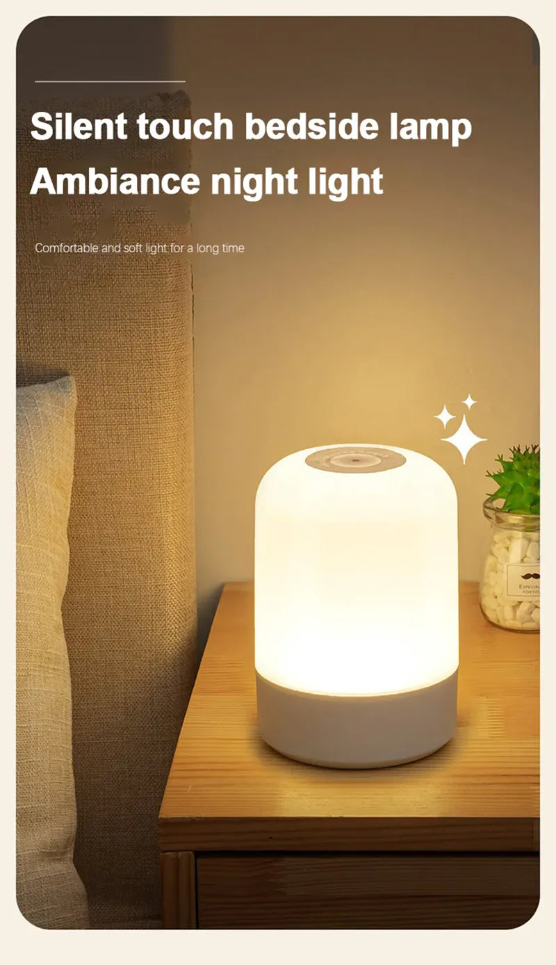 Essentialshouses Led Night Lights Bedside Dimmable Charging Desktop Night Lamps Bedroom Bedside Lighting Decoration Touch Led Reading Table Lamp