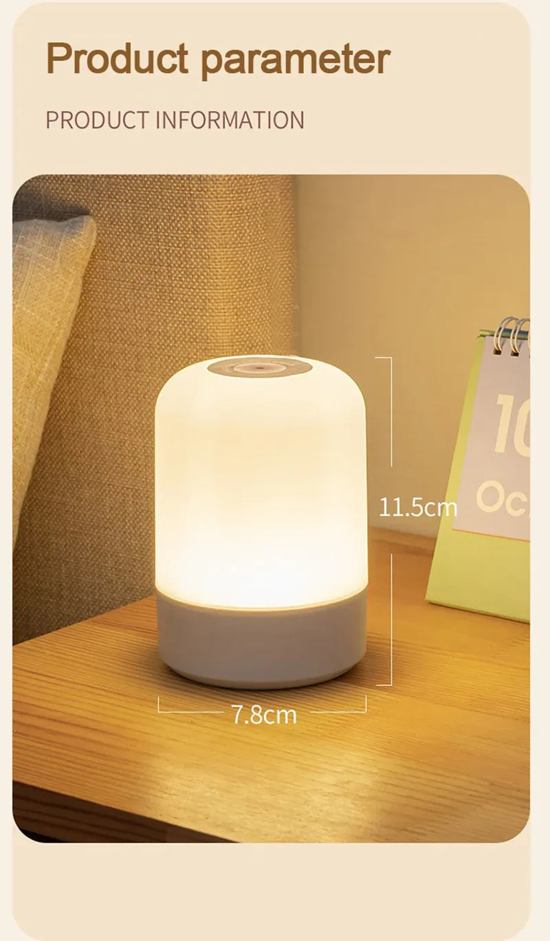 Essentialshouses Led Night Lights Bedside Dimmable Charging Desktop Night Lamps Bedroom Bedside Lighting Decoration Touch Led Reading Table Lamp