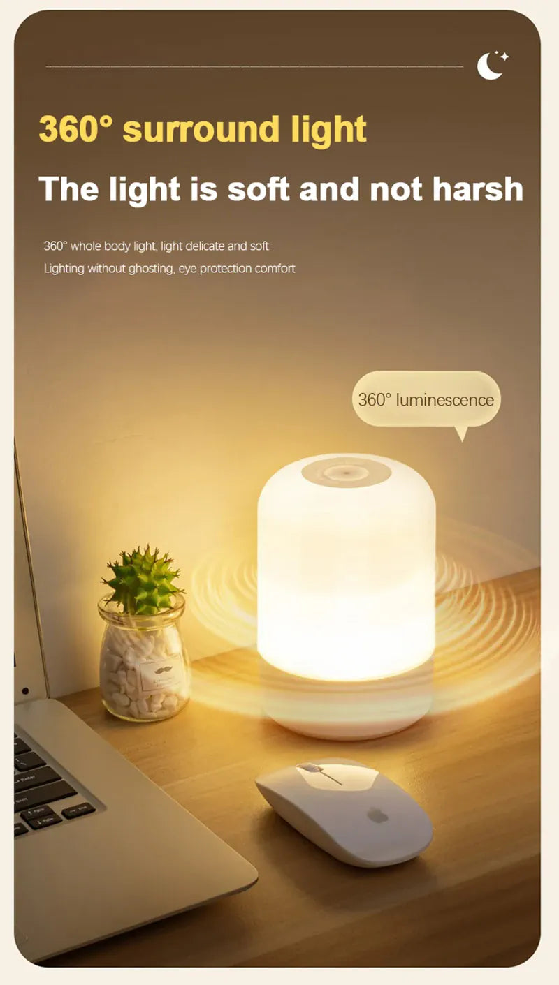 Essentialshouses Led Night Lights Bedside Dimmable Charging Desktop Night Lamps Bedroom Bedside Lighting Decoration Touch Led Reading Table Lamp